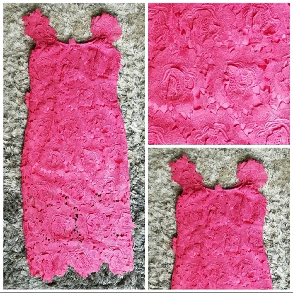 Pink lace midi dress